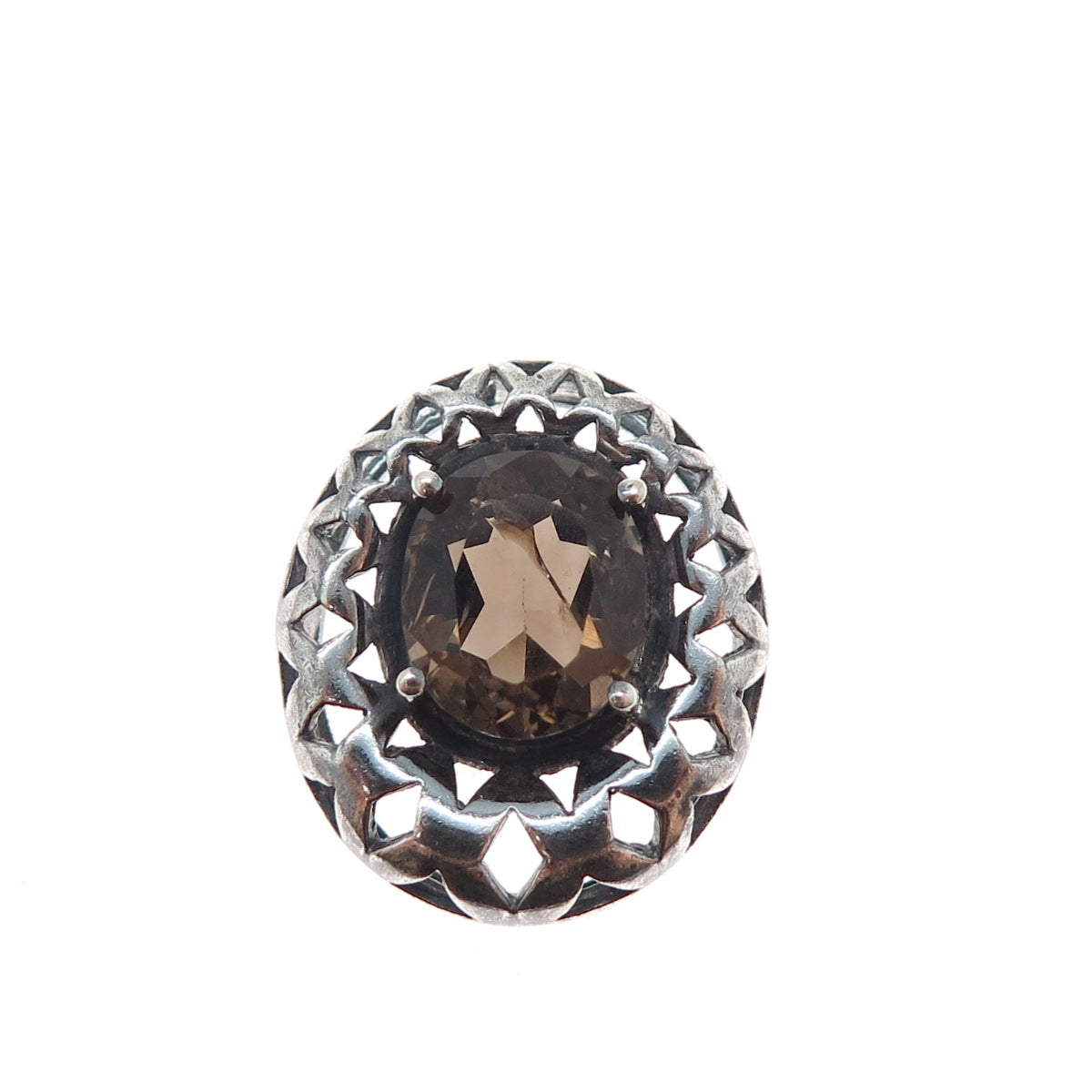 CLYDE DUNEIER CID Sterling Silver Vintage Smoky Quartz Modernist Slide Pendant