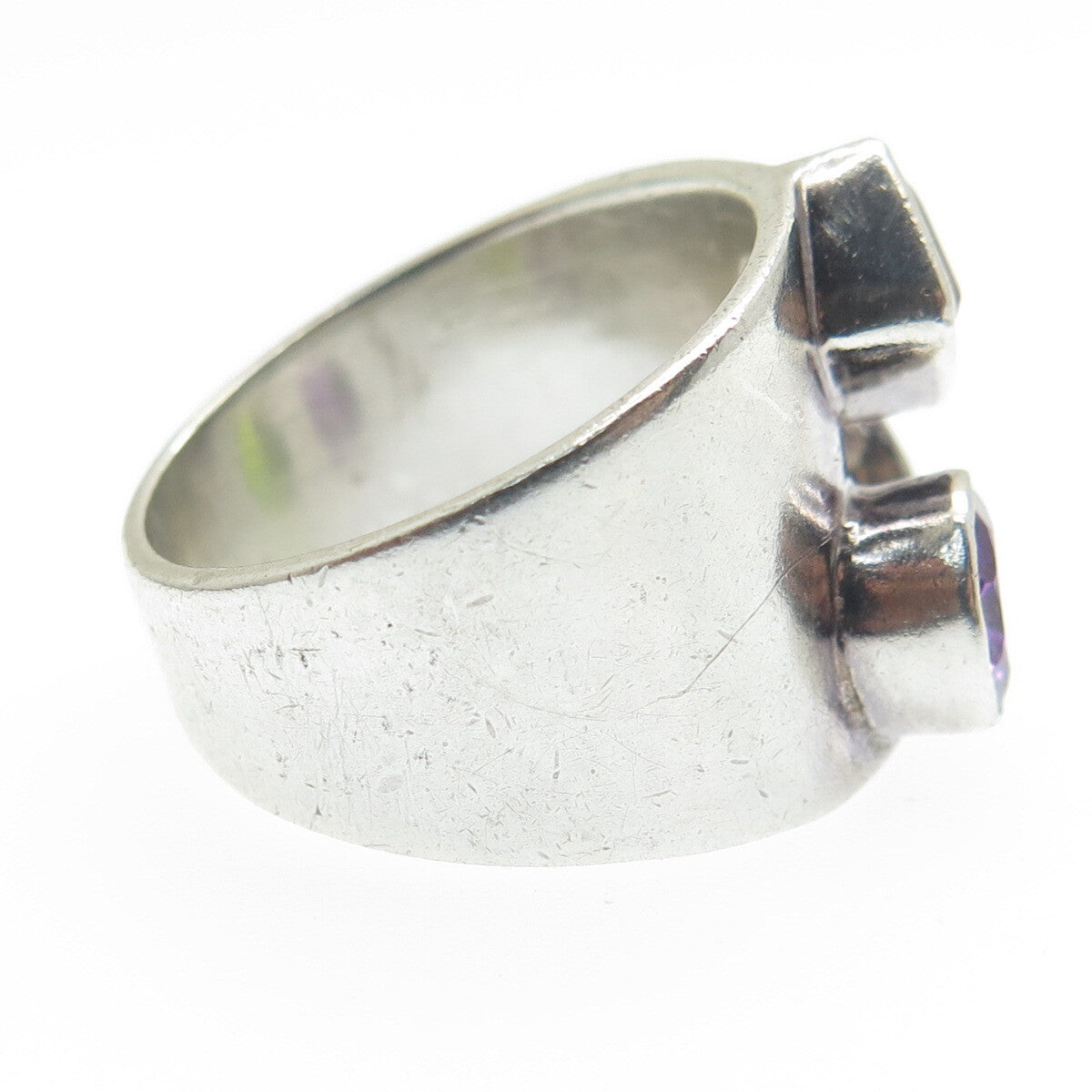 925 Sterling Silver Vintage Peacock Sapphire Peridot Gem C Z Ring Size 7