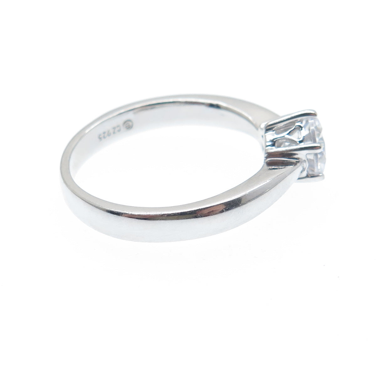 925 Sterling Silver Round-Cut C Z Engagement Ring Size 7.25