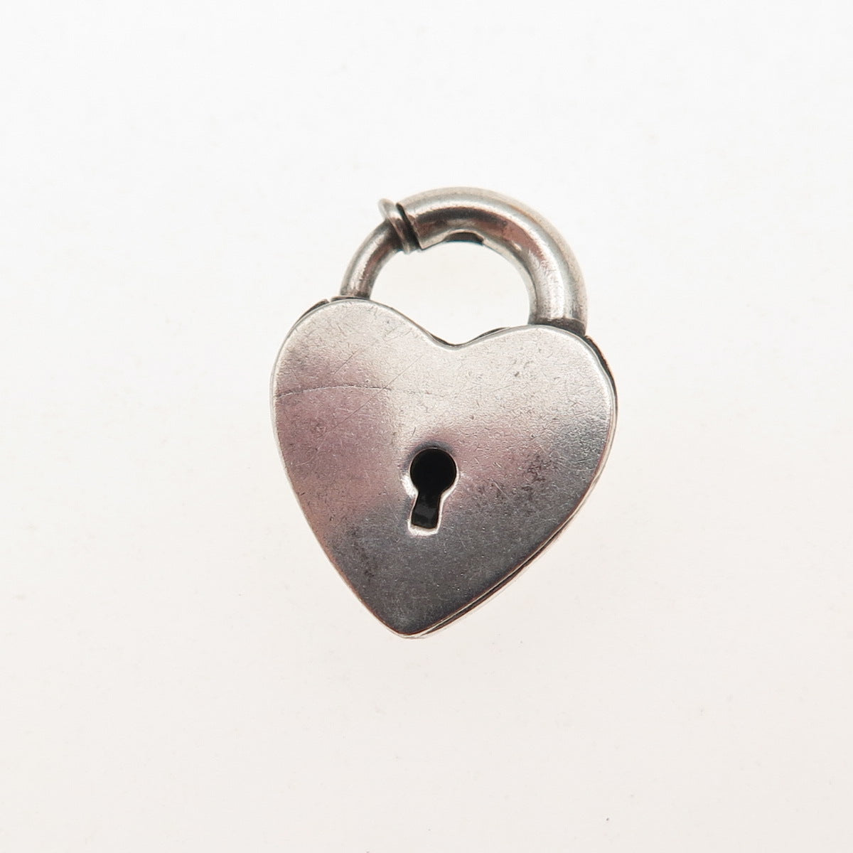925 Sterling Silver Antique Art Deco Heart Padlock Oxidized Lock Clasp Charm