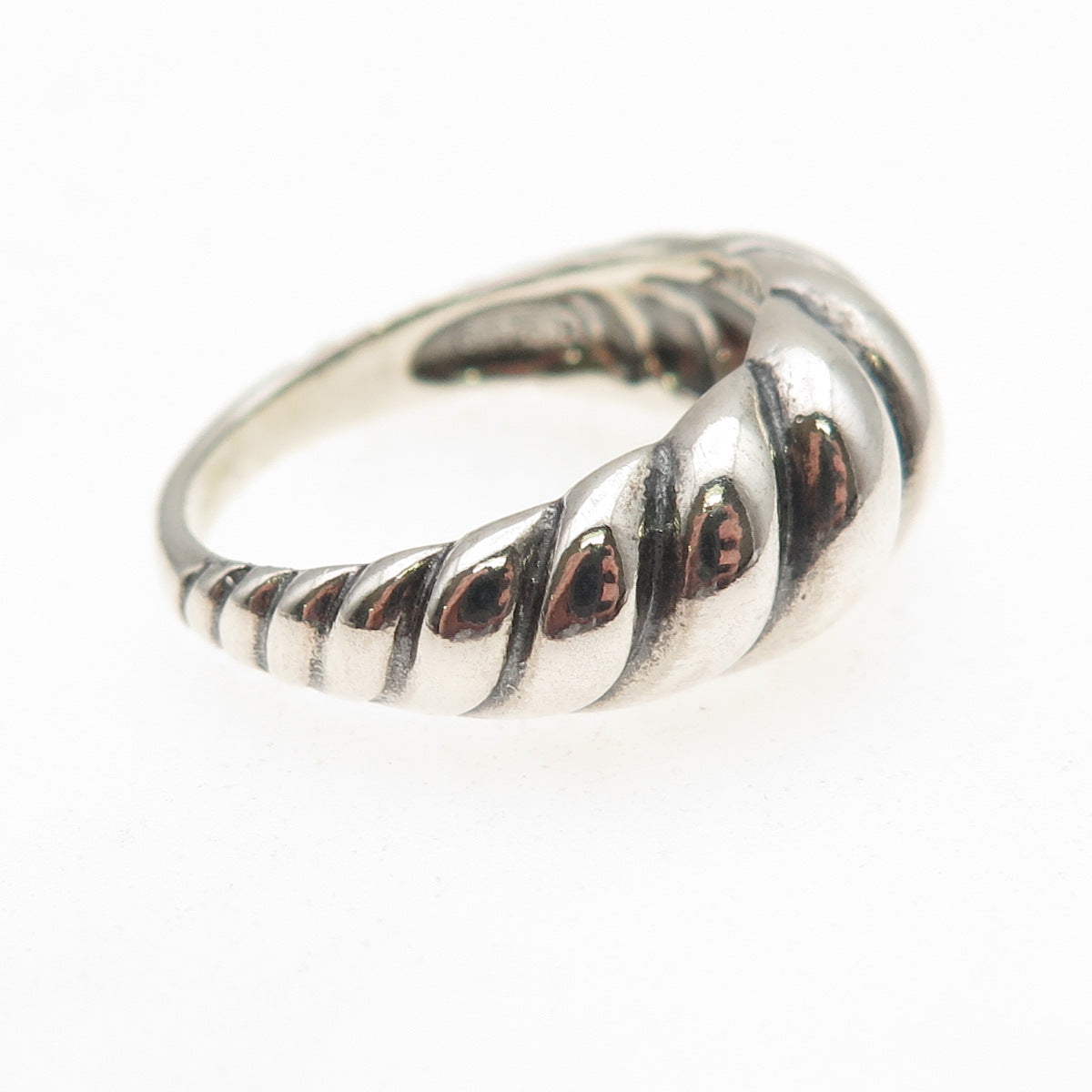 Carolyn Pollack Sterling Silver Vintage Modernist Ribbed Oxidized Ring Size 9