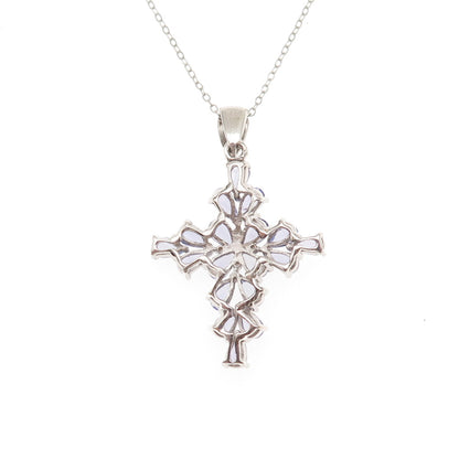 Chuck Clemency 925 Sterling Silver Real Tanzanite Cross Cable Chain Necklace 20"