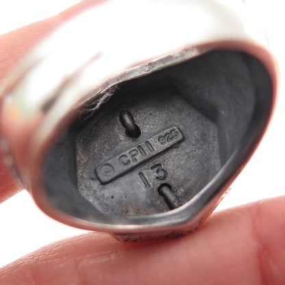 CPII 925 Sterling Silver Vintage Real Black Onyx Vitruvian Man Ring Size 12.5