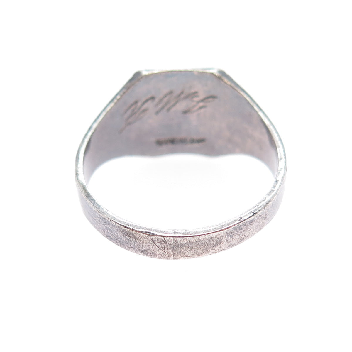 925 Sterling Silver Antique 1942 Enamel SMS College Oxidized Ring Size 10.75