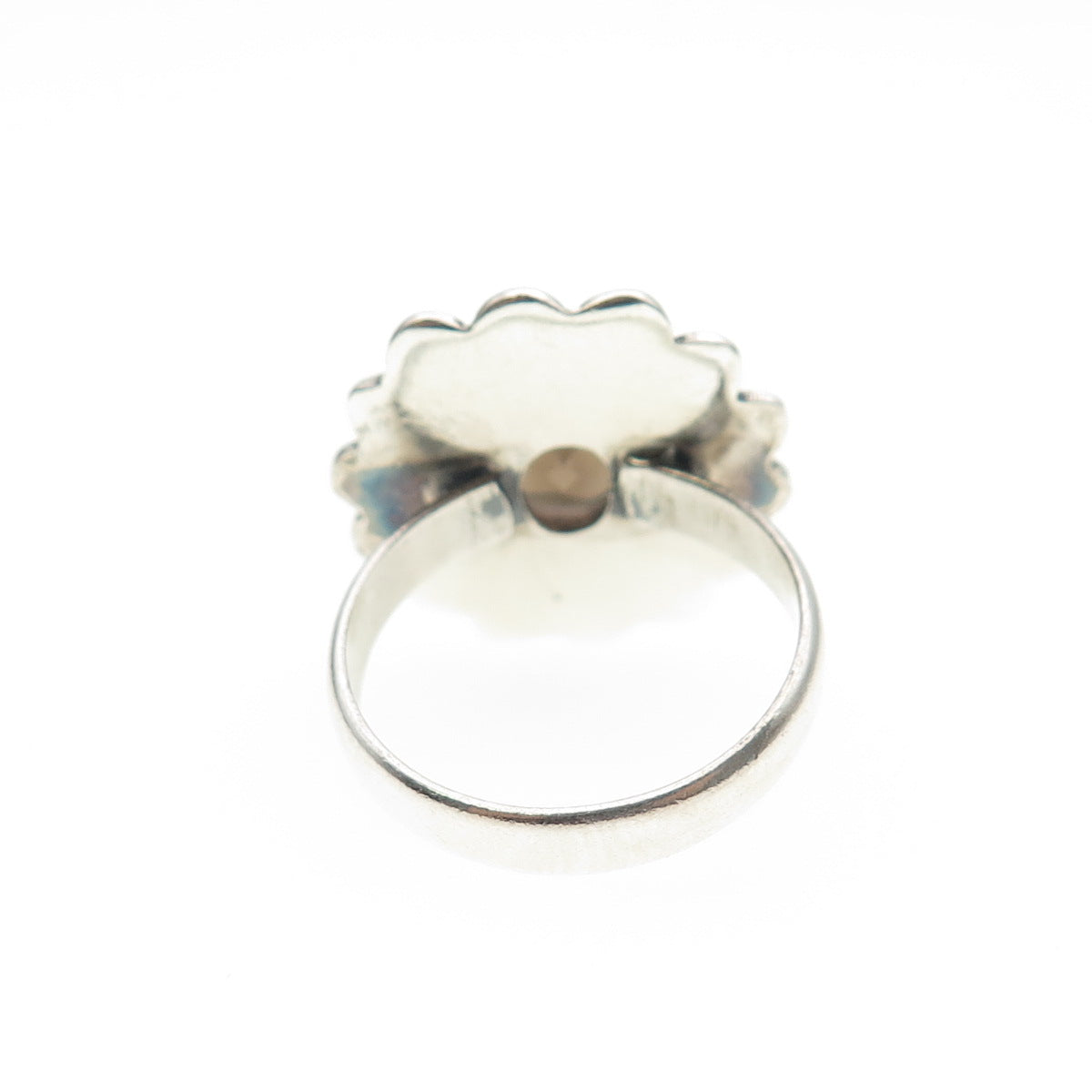 925 Sterling Silver Vintage Real Smoky Quartz Spiral Oxidized Ring Size 6.5