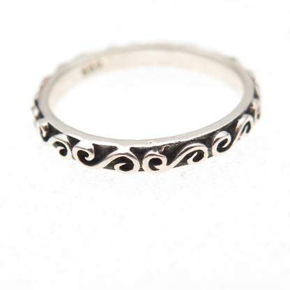925 Sterling Silver Vintage Swirl Stackable Oxidized Band Ring Size 5.5
