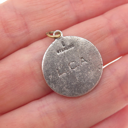 Charles Thomae Sterling Silver Antique Art Deco Enamel St. Christopher Pendant