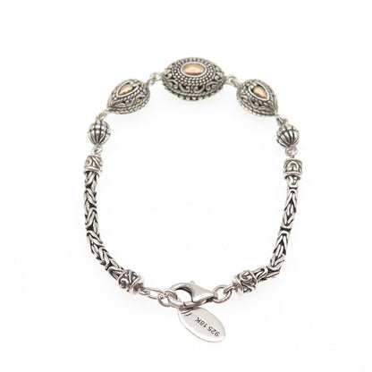Robert Manse 925 Sterling Silver 18K Gold Vintage Byzantine Link Bracelet 6.5"