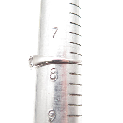 925 Sterling Silver Real Round-Cut Diamond Woven Ring Size 7.75