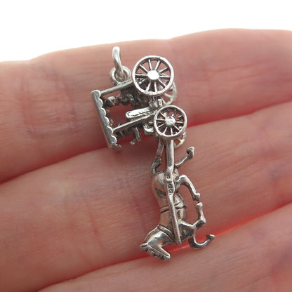 PAYTON PEPPER & SONS Sterling Vintage 1956 Birmingham Horse Carriage 3D Pendant