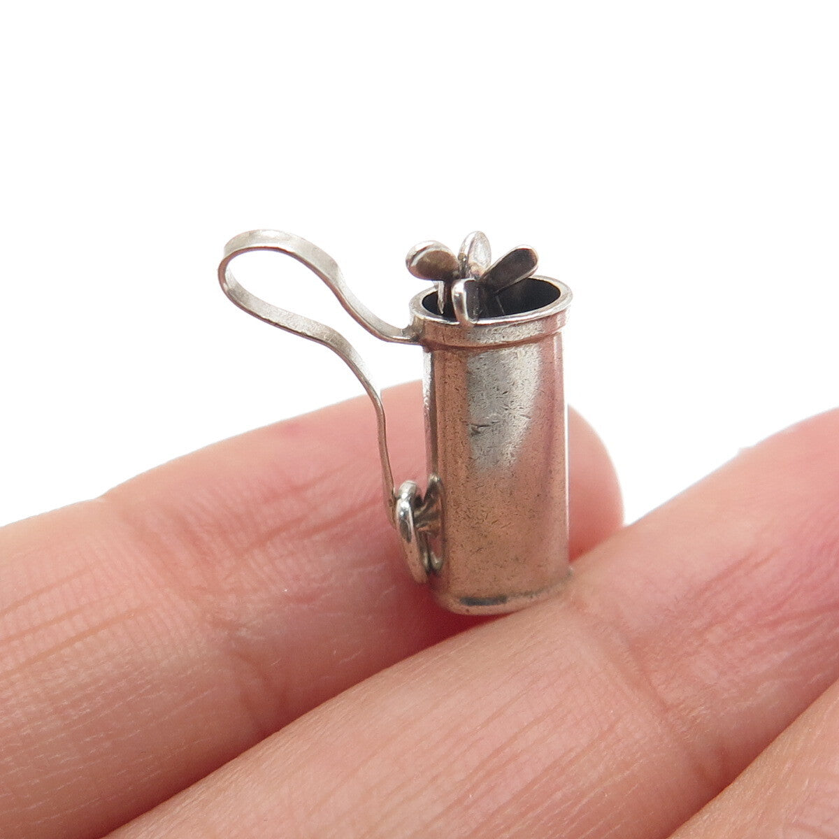 925 Sterling Silver Antique Art Deco Golf Club Minimalist 3D Charm Pendant
