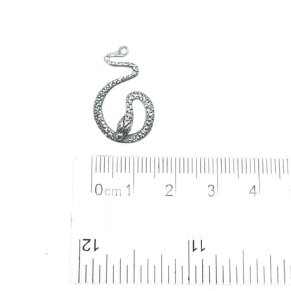 925 Sterling Silver Vintage Snake Oxidized Charm Pendant