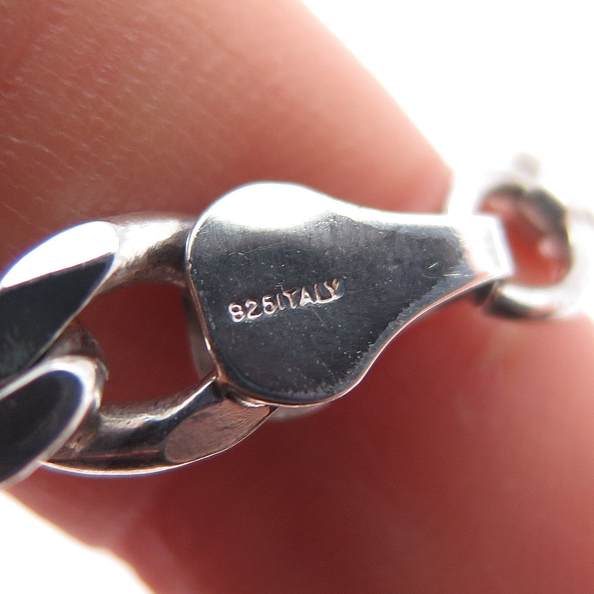 925 Sterling Silver Vintage Italy Figaro Link Bracelet 7.5"