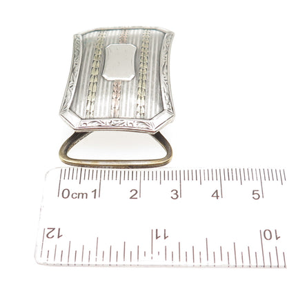 MARSH 925 Sterling Silver & Gold Antique Art Deco 1917 Engraved Belt Buckle