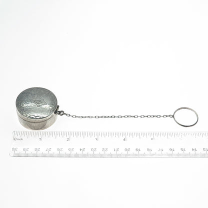 WEBSTER 925 Sterling Silver Antique Engraved Chatelaine Compact Case w/ Chain
