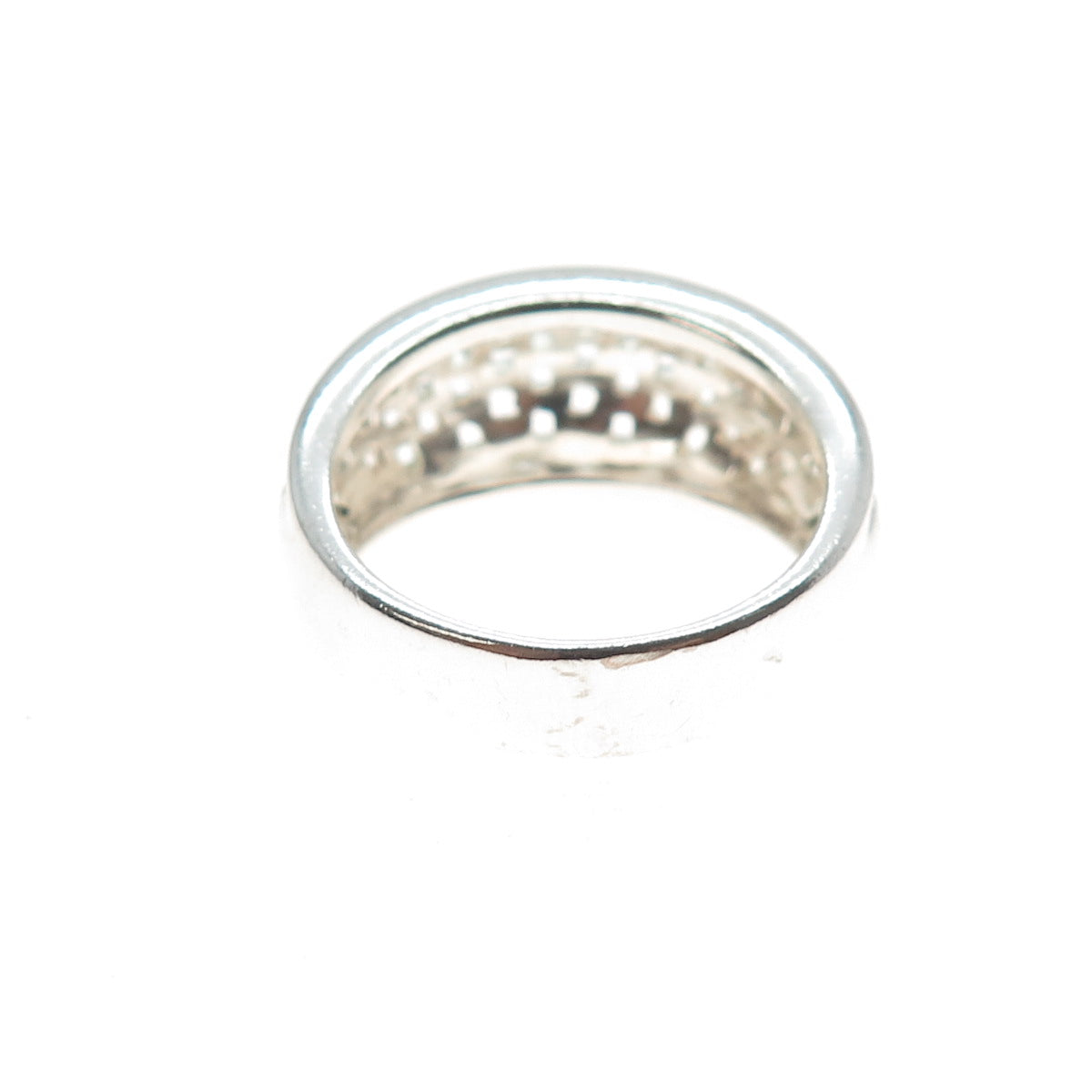 925 Sterling Silver Vintage Modernist Mesh Ring Size 9.25