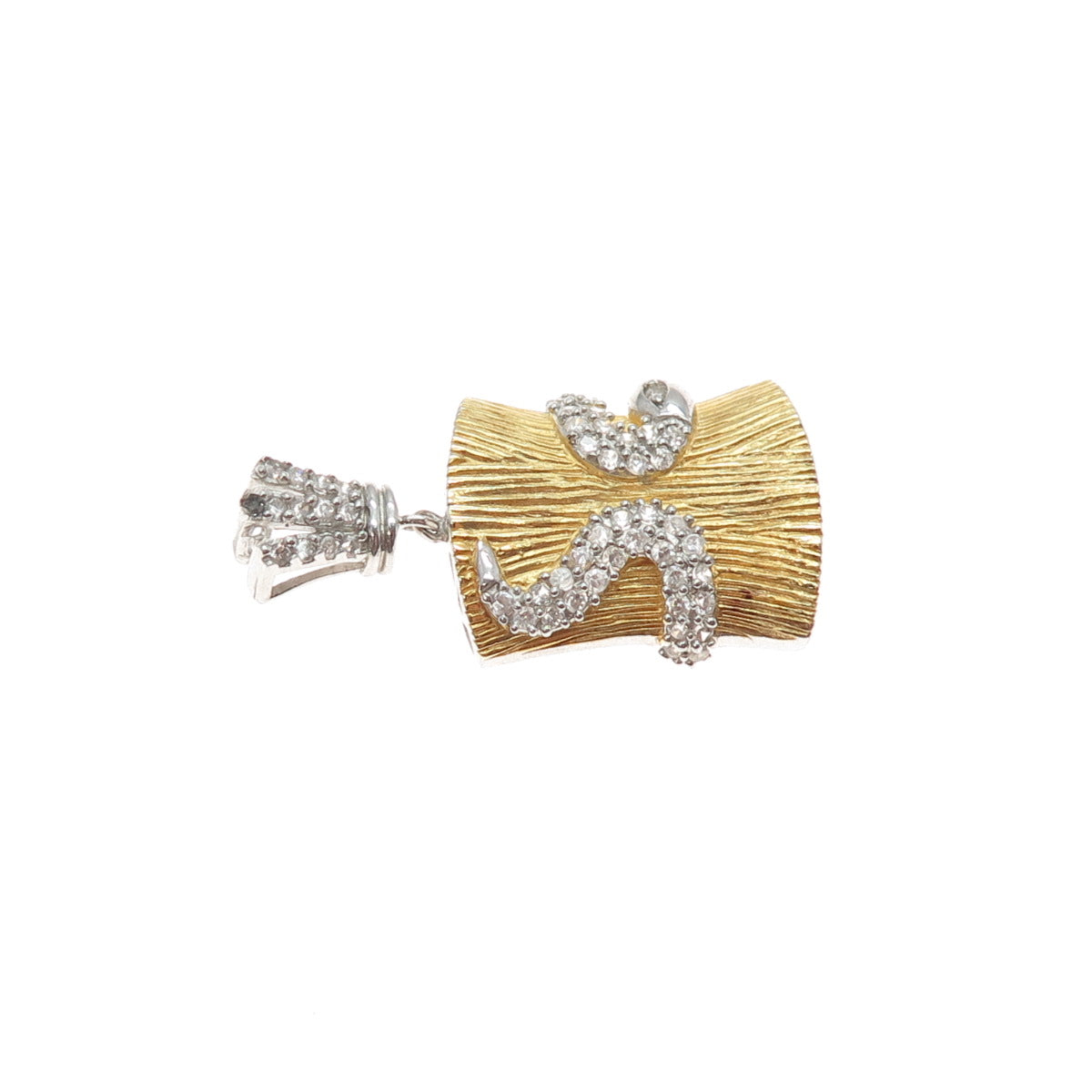 925 Sterling Silver Gold Plated C Z Snake Charm Pendant