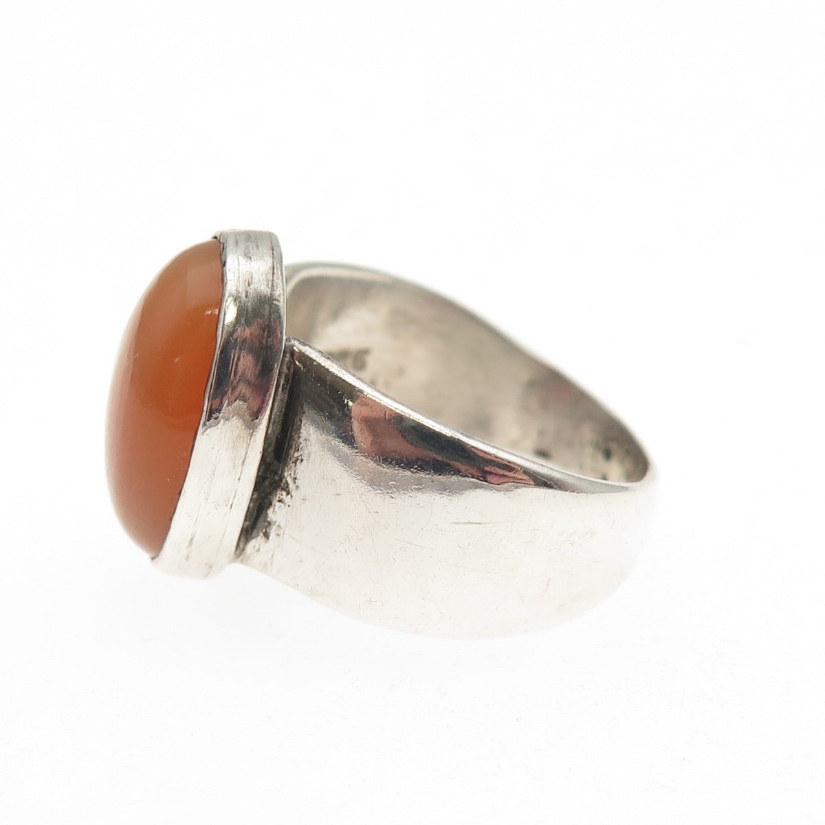 925 Sterling Silver Vintage Real Opal Modernist Oxidized Ring Size 5.5