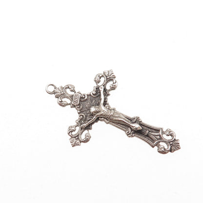 Chapel 925 Sterling Silver Antique Art Deco Crucifix Cross Charm Pendant