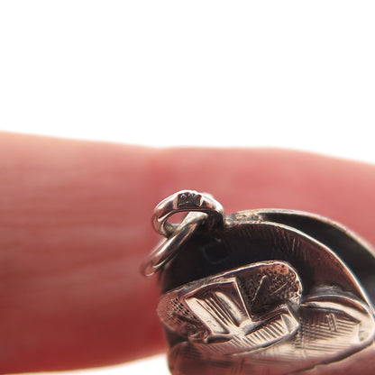 800 Silver Vintage Egyptian Scarab Oxidized Charm Pendant