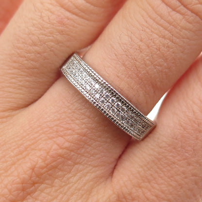 925 Sterling Silver Round-Cut C Z Half Eternity Band Ring Size 9.25