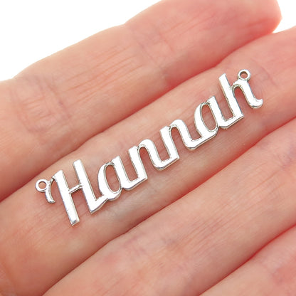 925 Sterling Silver Vintage Hannah Nameplate Centerpiece Pendant