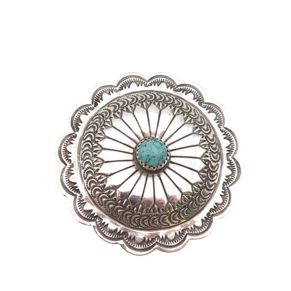 Arnold Blackgoat Navajo Old Pawn 925 Sterling Vintage Turquoise Concho Brooch