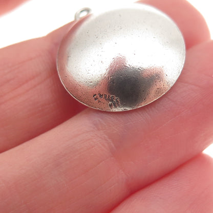 JewelArt Sterling Silver Vintage Stork Carrying Baby Oxidized Mini Charm Pendant