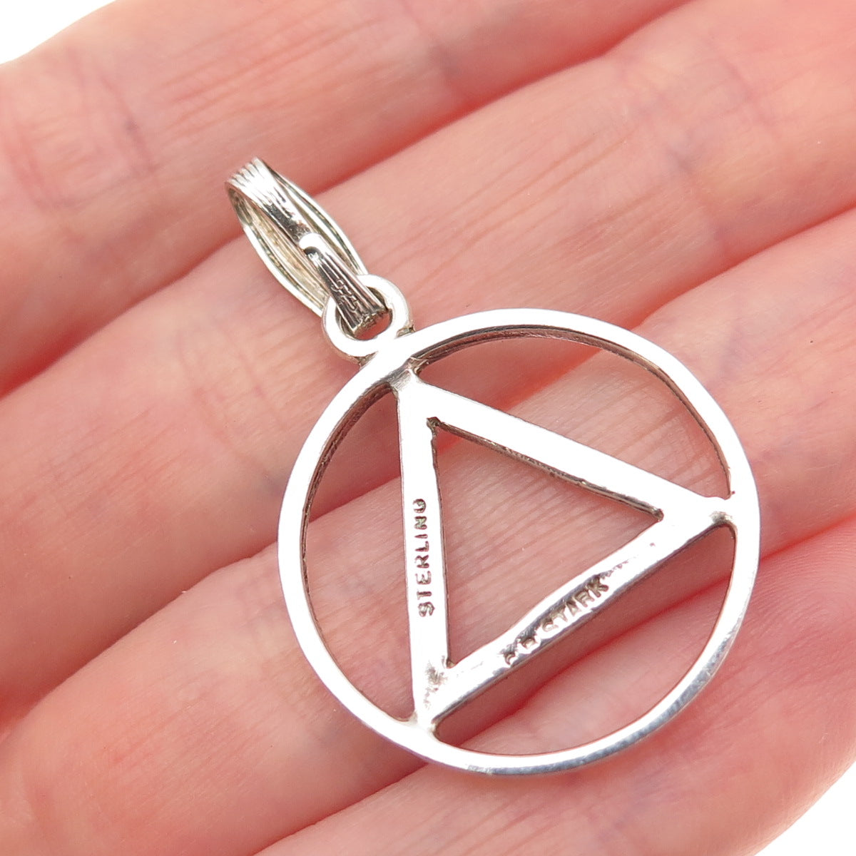 CB Stark 925 Sterling Silver Vintage Alcoholics Anonymous Charm Pendant
