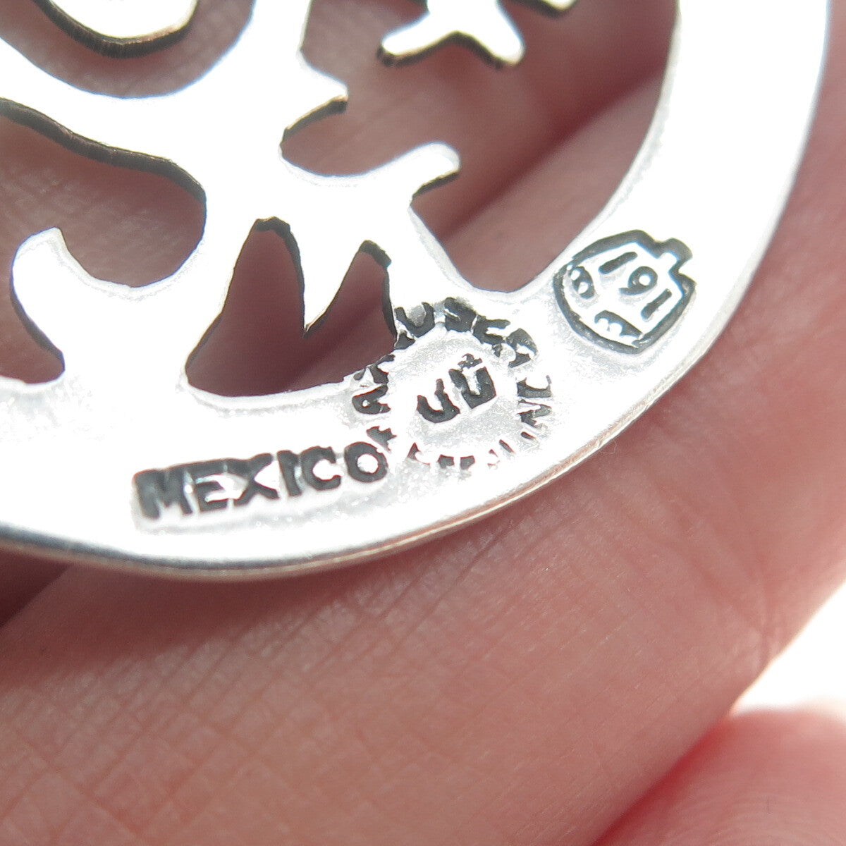 925 Sterling Silver Vintage Mexico Aztec Ozomatli Monkey Pin Brooch / Pendant