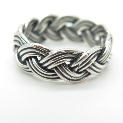 925 Sterling Silver Vintage Wicker Band Ring Size 6.75