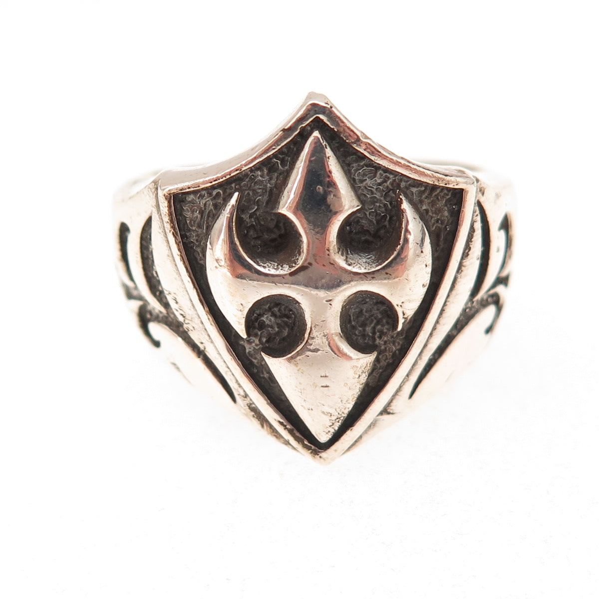 925 Sterling Silver Vintage Cross Oxidized Ring Size 11.5