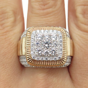DADWANI 925 Sterling Silver 2-Tone Pave Swarovski Crystal Ring Size 11.25