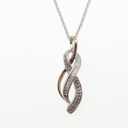 Sun 925 Sterling Silver 14K Gold Real Diamond Infinity Cable Chain Necklace 18"