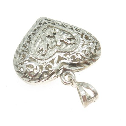 CHAPAL ZENRAY 925 Sterling Silver Vintage Ornate Heart Pendant