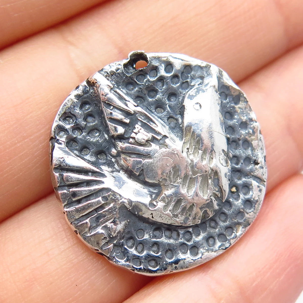 925 Sterling Silver Vintage Flying Bird Pendant
