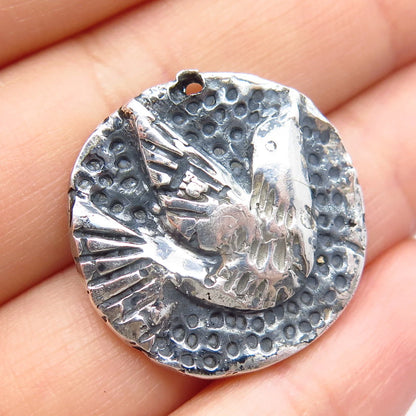 925 Sterling Silver Vintage Flying Bird Pendant