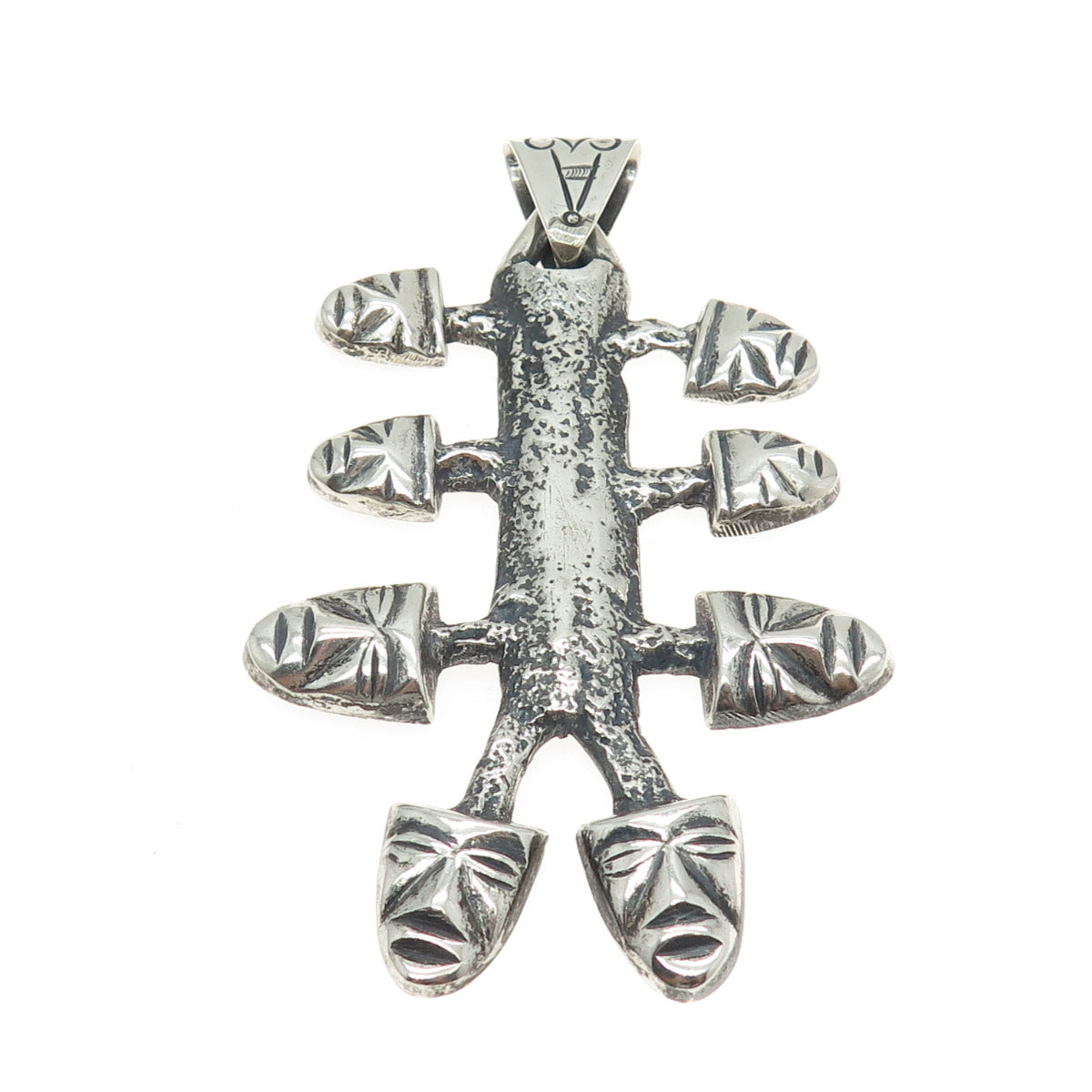 925 Sterling Silver Vintage Mexico Tribal Face Mask Pendant