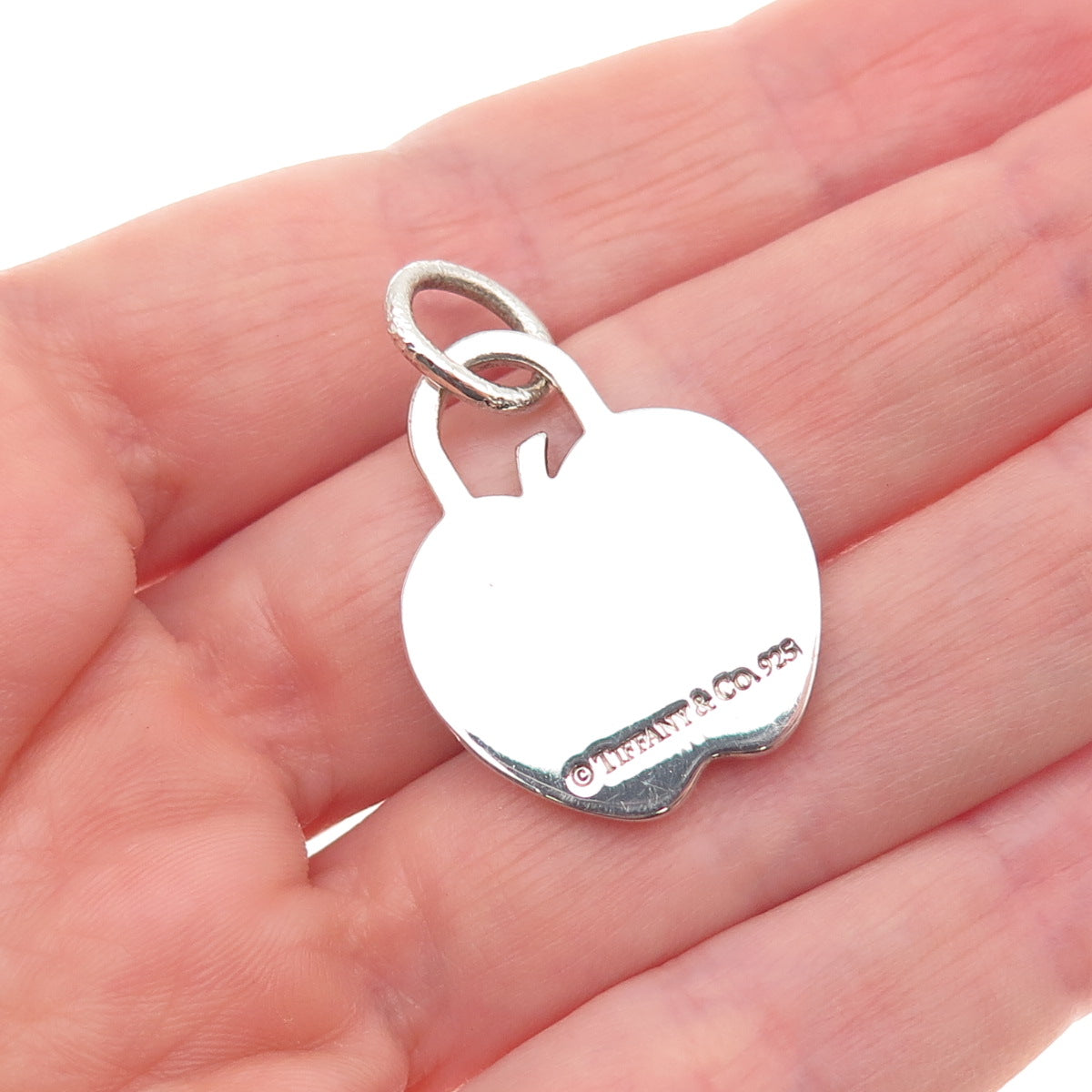 Tiffany & Co. 925 Sterling Silver Vintage Engraved MEC Apple Tag Charm Pendant