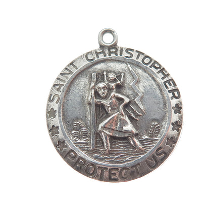 CHAPEL Sterling Silver Antique Art Deco St. Christopher Emergency Slide Pendant