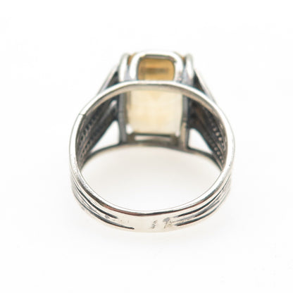 CHATEAU D'ARGENT Sterling Silver Vintage Real Citrine Oxidized Ring Size 8.25