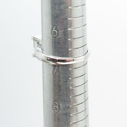 925 Sterling Silver Princess & Round-Cut C Z Engagement Ring Size 7