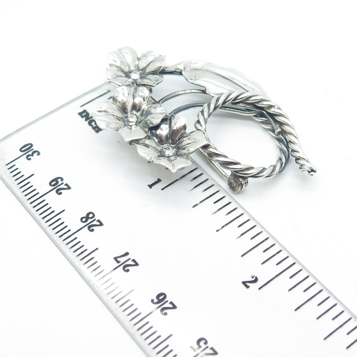 925 Sterling Silver Antique Art Deco Floral Blossom Pin Brooch