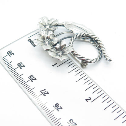 925 Sterling Silver Antique Art Deco Floral Blossom Pin Brooch