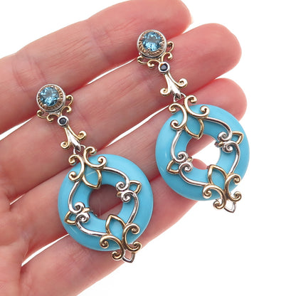 Michael Valitutti Gems En Vogue 925 Sterling Turquoise Topaz & Sapphire Earrings