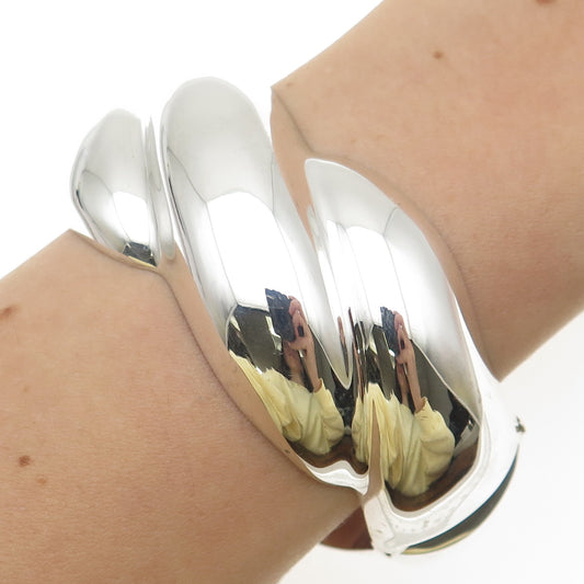 Antonio Escorcia 950 Silver Vintage Mexico Modernist Wavy Bangle Bracelet 7"