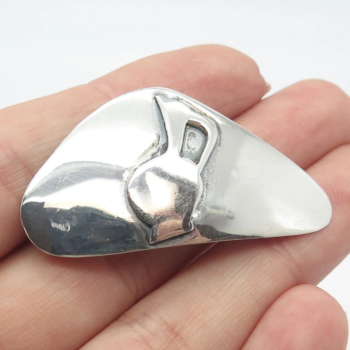 925 Sterling Silver Vintage Jug Pin Brooch