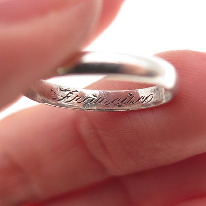 925 Sterling Antique Art Deco Engraved Classic Wedding Band Ring Size 6.75