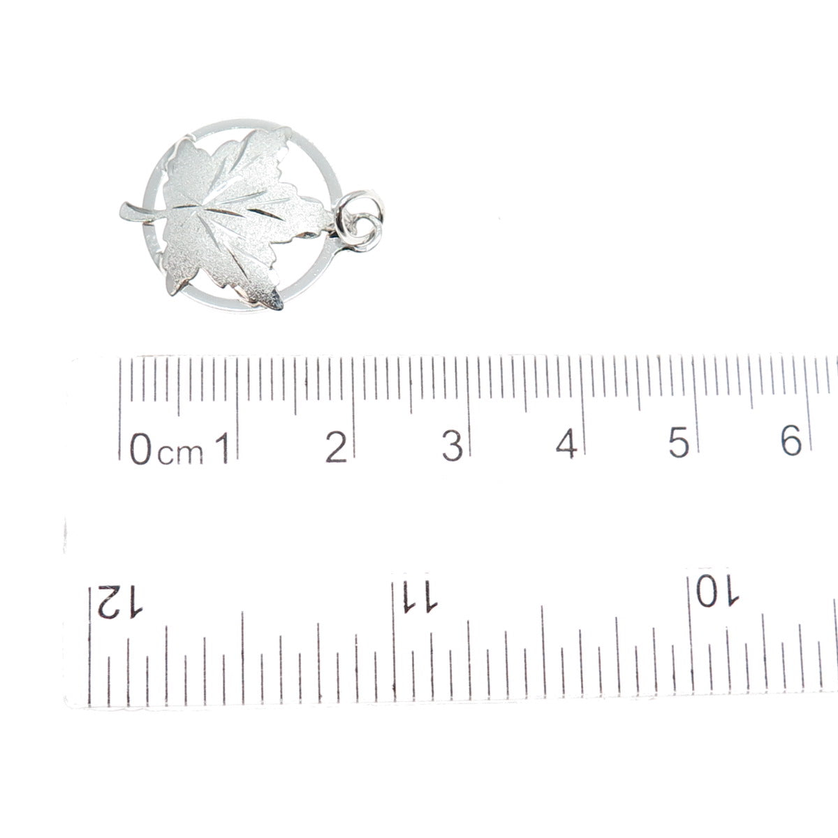 925 Sterling Silver Front Vintage EMC Maple Leaf Minimalist Charm Pendant