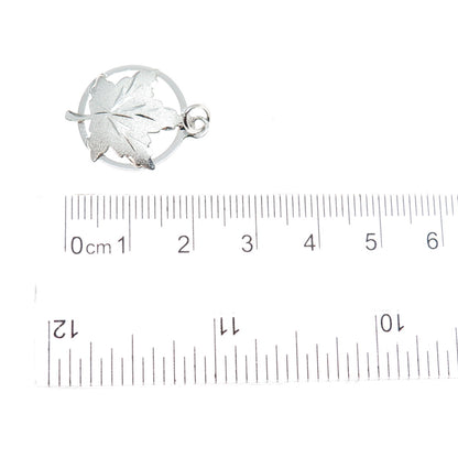925 Sterling Silver Front Vintage EMC Maple Leaf Minimalist Charm Pendant